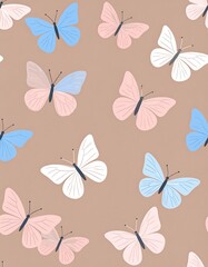Pastel butterflies on beige background (1)