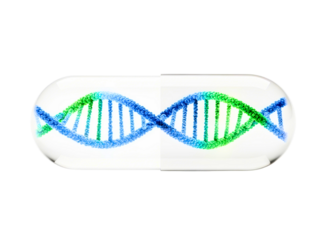 Dna molecule inside a capsule isolated on transparent background for science