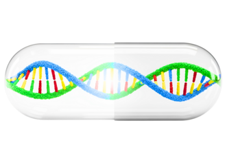 Dna molecule inside a capsule isolated on transparent background for science