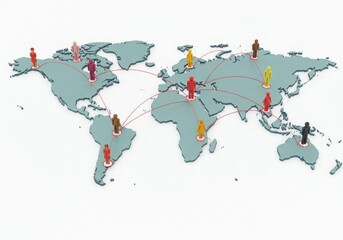 Obraz premium Global human connection network illustrated on world map isolated on white background