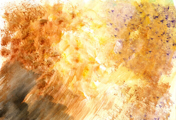 Warm abstract gouache texture with earthy brown and gold tones, ideal for autumn themes, creative backgrounds, invitations, posters, and digital art.