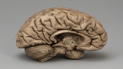 Anatomical Model of Human Brain with Visible Structures and Details
