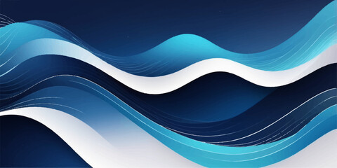 Abstract blue wave vector design with a flowing curve pattern