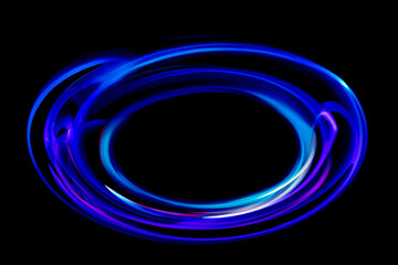 黒バックの背景の中に光る青色のリング