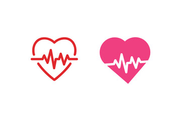 Heart Beat silhouette vector with white background