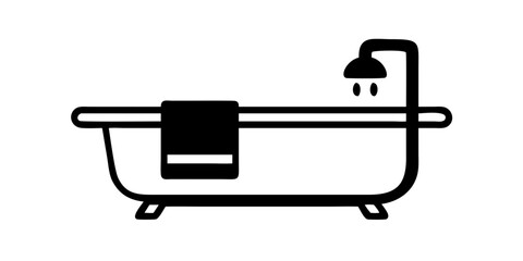 bathtub shower towel icon sign vectorardous, innovation