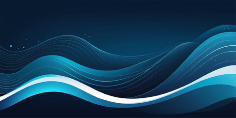 Abstract blue wave design with flowing lines and a light, curved pattern for a modern technology background