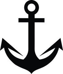 Icon of a ship anchor, bold marine symbol vector illustration on transparent background.

