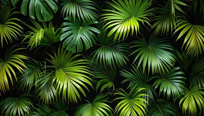 Tropical foliage pattern on a dark background