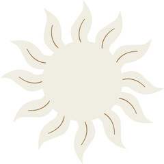A light beige sun with brown lines on its rays