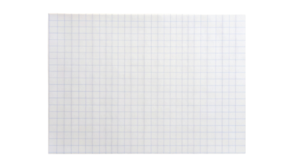 White grid notepaper journal sticker. A blank sheet of checkered paper. Real notepad with grid line isolated