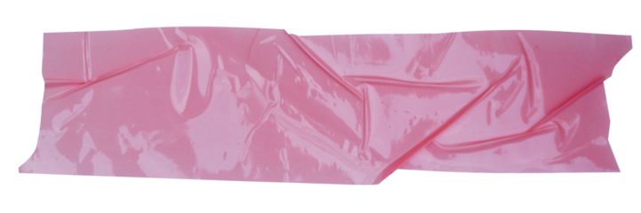 Crumpled torn pieces of pink old rose pastel packing tape, adhesive sealing tape, sticky torn plastic on transparent background