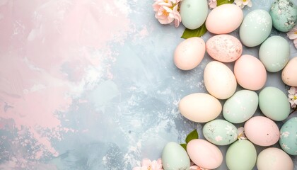 Pastel Easter eggs on a textured background