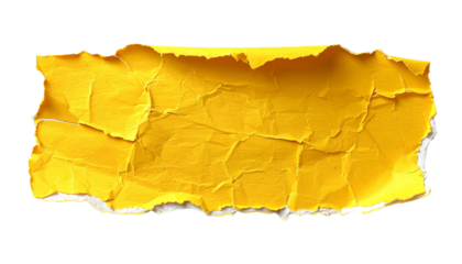 Piece of yellow torn edges paper ripped isolated on transparency background. Yellow ripped paper torn edges strips isolated
