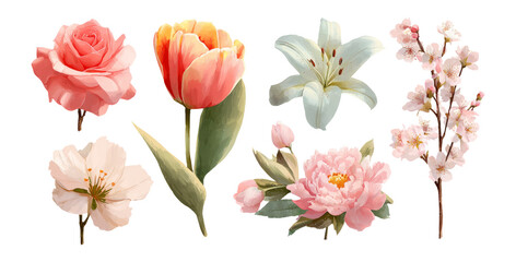 Beautiful Floral Illustrations Featuring Various Types of Flowers and Plants