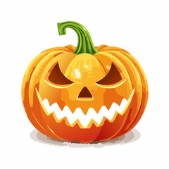 Halloween Pumpkin with Spooky Face Jack-o'-Lantern Vector Illustration