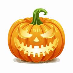 Halloween Pumpkin with Carved Face on White Background