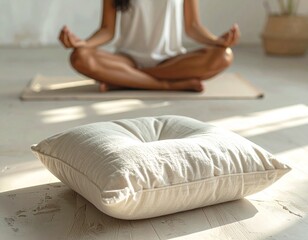 Meditation Cushion with Person Meditating