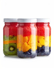 Colorful layered fruit jars