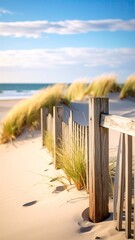 Coastal wooden fence on sandy dunes (1)