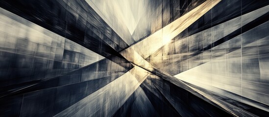 Dynamic Abstract Architecture: Golden Light Piercing Intersecting Geometric Planes