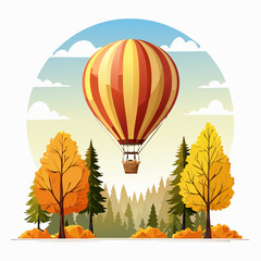 Autumn Hot Air Balloon Ride Over Colorful Forest