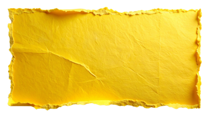 Piece of yellow torn edges paper ripped isolated on transparency background. Yellow ripped paper torn edges strips isolated