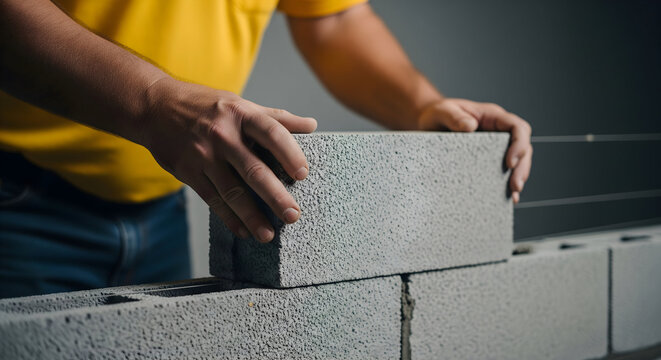 Craftsman builds a strong foundation with concrete blocks on new home