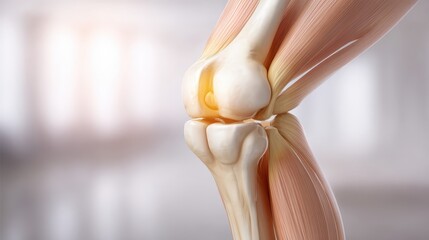 Detailed Anatomy of a Human Knee Joint with Muscle Structure