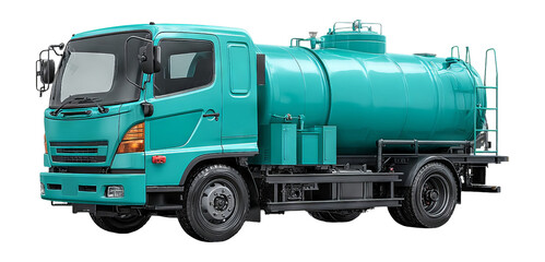 Isolated Aqua Blue Tank Truck on Transparent Background for Illustrations