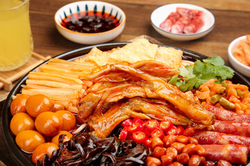 Liuzhou Snail Rice Noodle Hot Pot with Duck Feet and Conch Traditional Chinese Cuisine