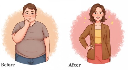 Weight loss transformation illustration