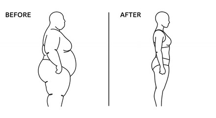 Weight loss transformation illustration