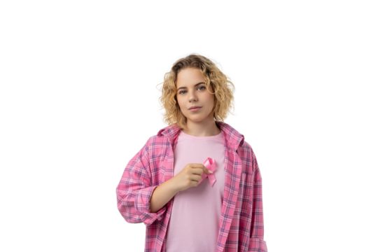 Colorful gift box with pink ribbon, isolated on white, PNG