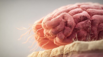 Close-Up View of Bacterial Cell Structure Under Microscope