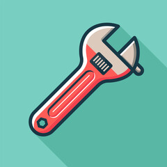 Adjustable wrench tool illustration, spanner tool flat design graphic