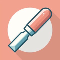 Wood chisel illustration, carpentry tool flat design graphic vector