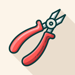 Cutting pliers tool illustration, diagonal cutter flat design graphic