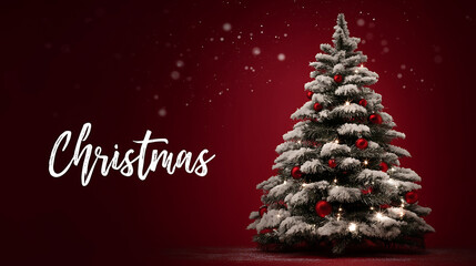 Christmas tree red background holiday season festive winter celebration