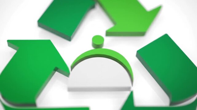 Symbolic recycling emblem on bright white backdrop