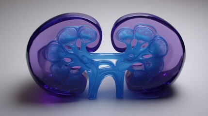 Colorful Glass Kidney Model with Intricate Detailing and Design