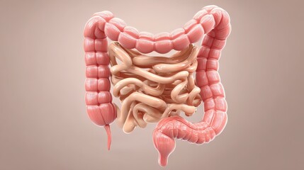 Colorful Human Digestive System Model Isolated on Soft Background