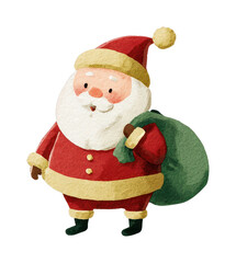 Obraz premium PNG Jolly Santa with gift sack.