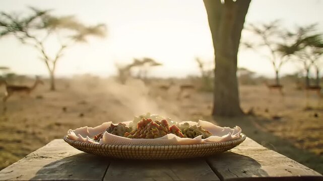 Savory outdoor meal