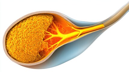 Detailed 3D Illustration of Cell Structure with Vascular Elements