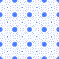 Blue dotted circle seamless pattern with playful abstract motifs