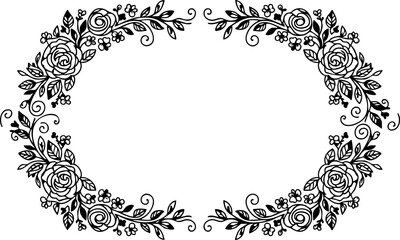 Elegant floral wreath border design hand drawn vintage botanical elements for sophisticated invitations and decorative projects