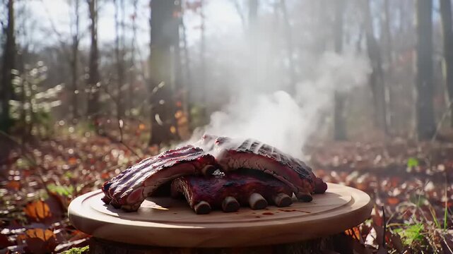 Smoked ribs outdoors