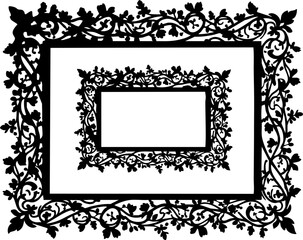 Elegant ornamental black floral border design perfect for invitations, announcements, and decorative framing needs