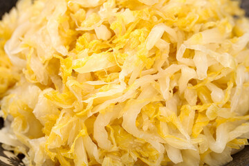 Golden Sauerkraut Close-up - Traditional Fermented Cabbage for Hot Pot and Northeast Asian Cuisine
